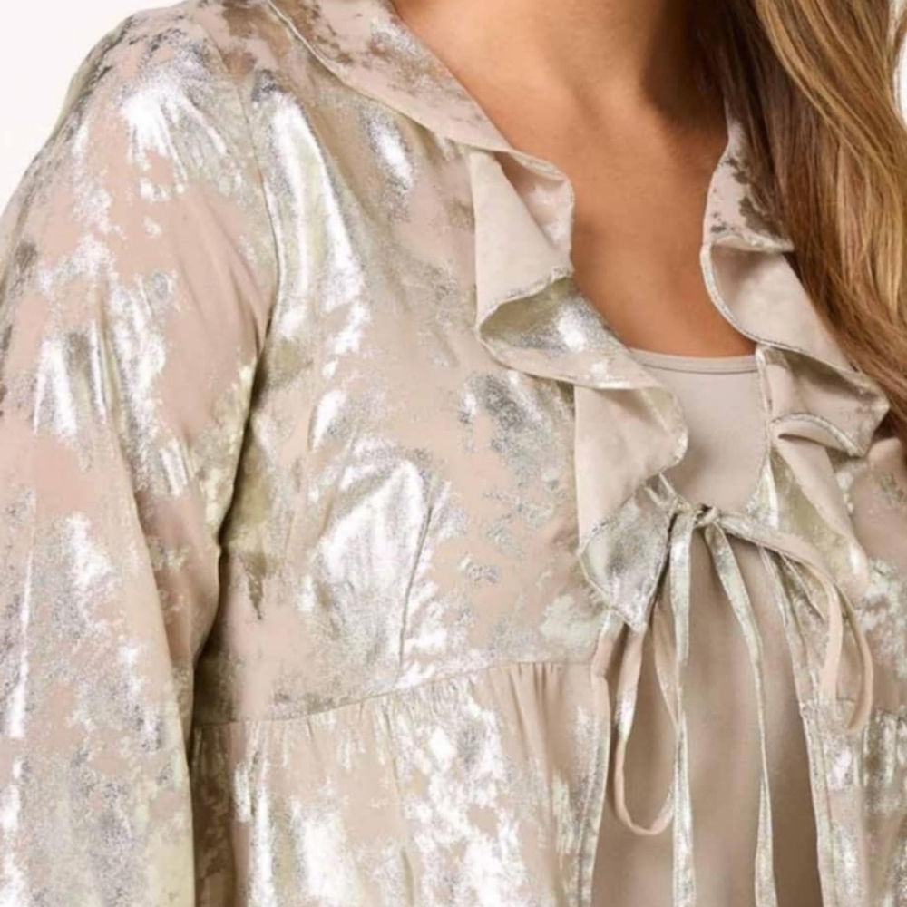 Metallic Ruffle Women's Top - Picture 3 of 5